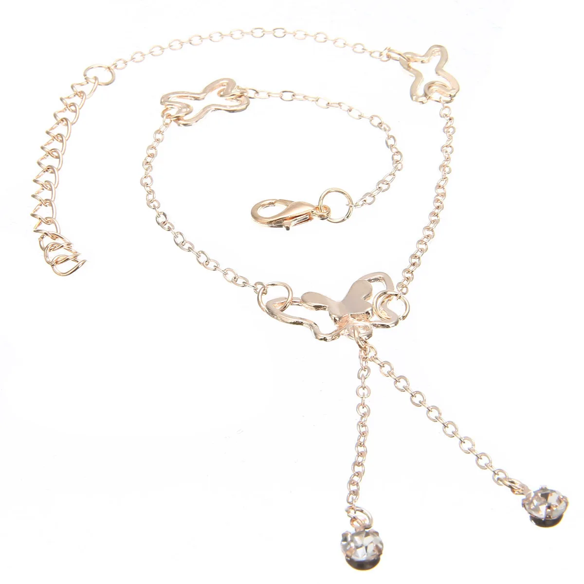 Шикарный элегантный розовый золотой цвет полый Бабочка кисточкой ноги цепи Мода