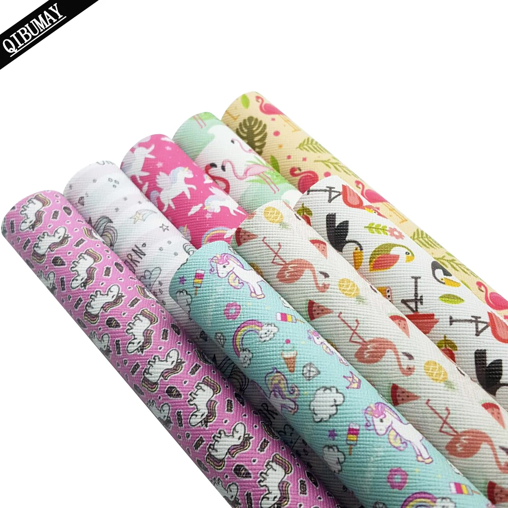 QIBU 22*30 см A4 Размер Бабочка из искусственной кожи ткань Единорог Фламинго мягкая искусственная кожа Виниловая Ткань DIY аксессуары для волос материалы