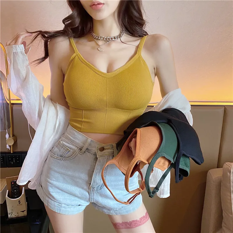 

Women Tank Crop Top Seamless Underwear Female Crop Tops Sexy Lingerie Intimates with Removable Padded Camisole Femme