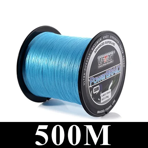 FTK 500 м 4 нити плетеная проволока PE плетеная леска 0,10 мм-0,40 мм 0,4-6,0# код 8-60LB PE плетеная многонитевая леска - Цвет: Blue 500m
