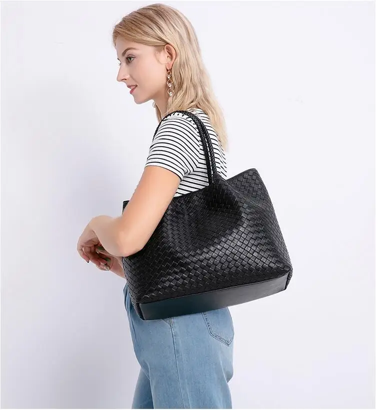 

High Quality Women's Shoulder Bag Luxury Brand Handbag 100% Sheepskin Leather Woven Bag Large Capacity/Shopping Bag Totes