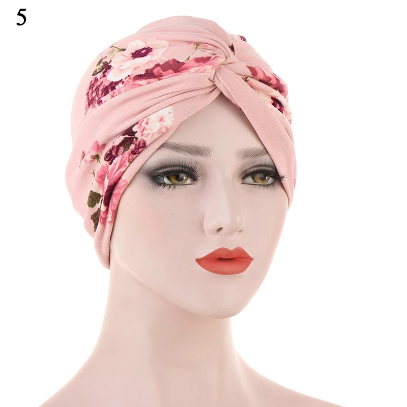

Muslim Ruffle Hair Hats Floral cloth Twisted Headscarves Printing Camouflage Bandanas Folding Elastic Turban Women New Headwear