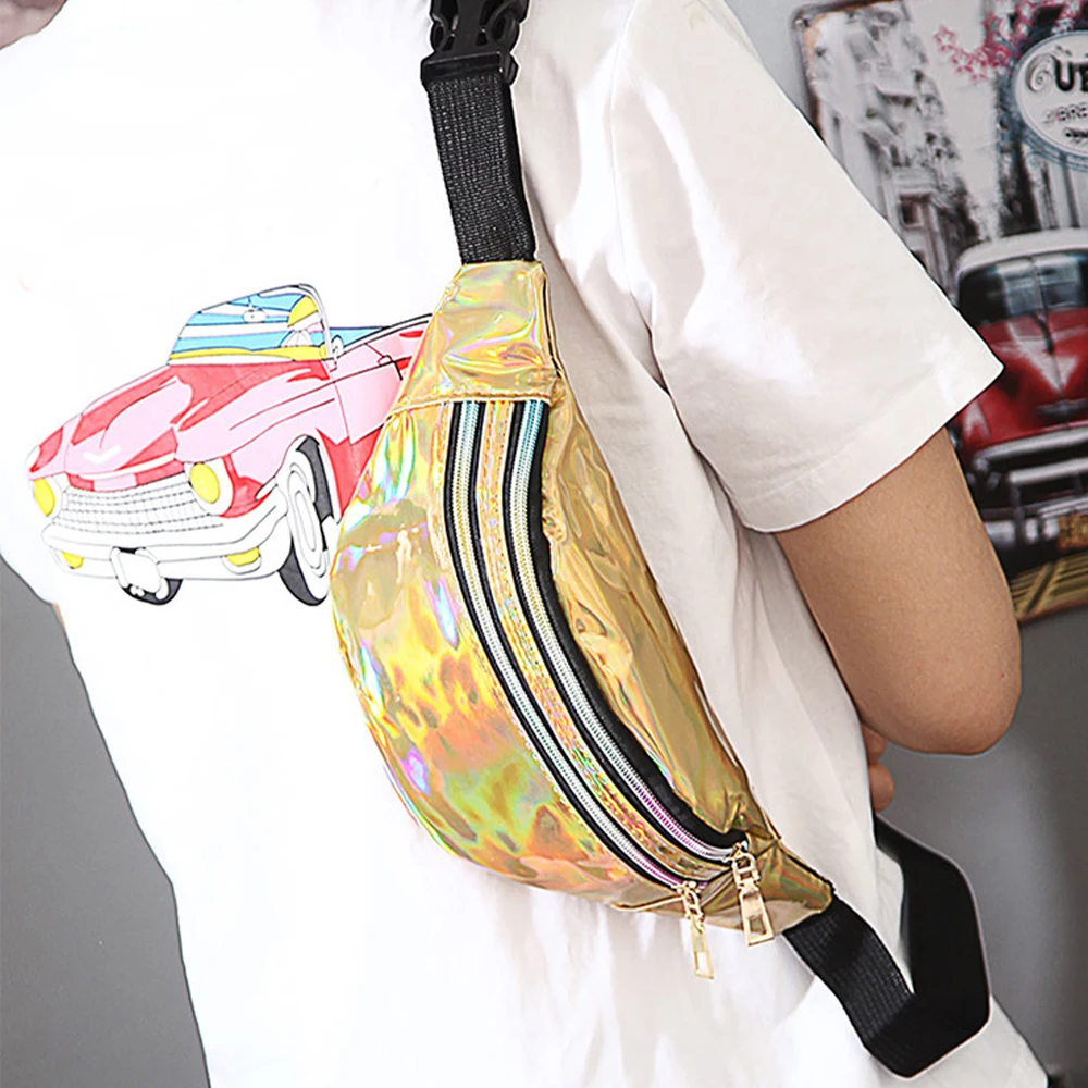 

Women Bum Bag Laser Belt Bag Holographic Designer Waist Bag Cute Waist Packs Phone Pouch For Party Travel