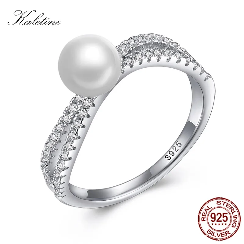 Женское кольцо с жемчугом KALETINE из стерлингового серебра 925 пробы кубическим