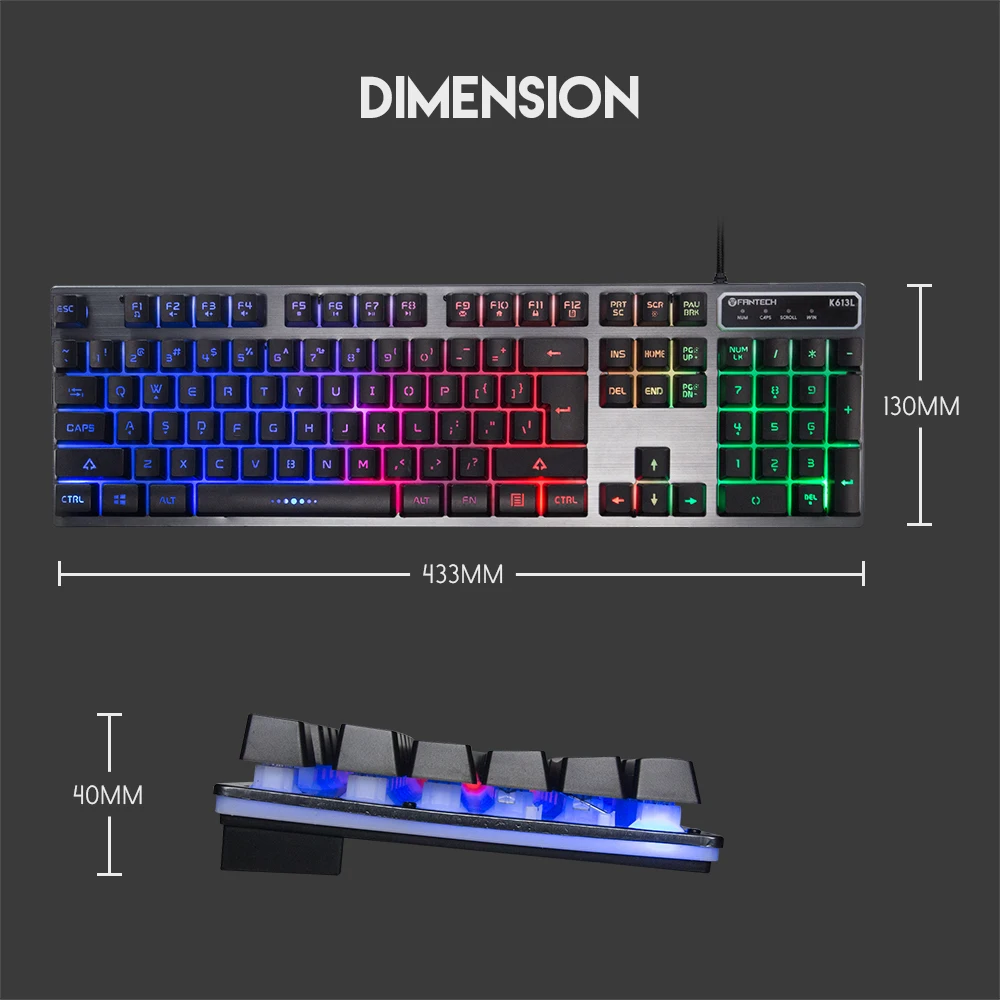 USB-клавиатура Fantech K613L для киберспорта Проводная игровая Водонепроницаемая