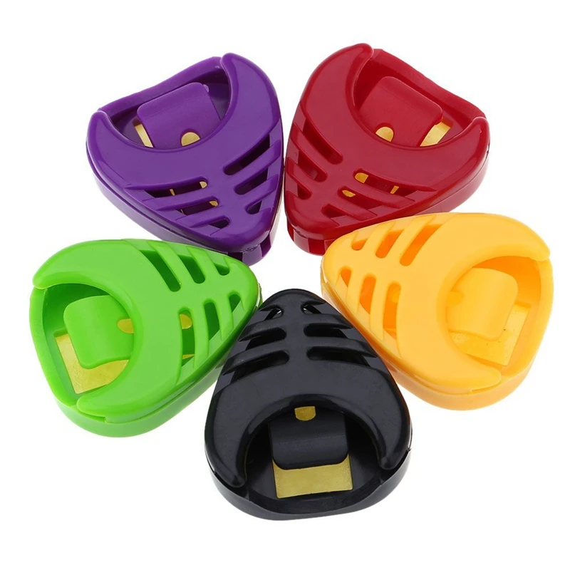 

HOT Plactic Heart-shaped Guitar Pick Plectrum Holder Cases 5pcs Sticky and Portable