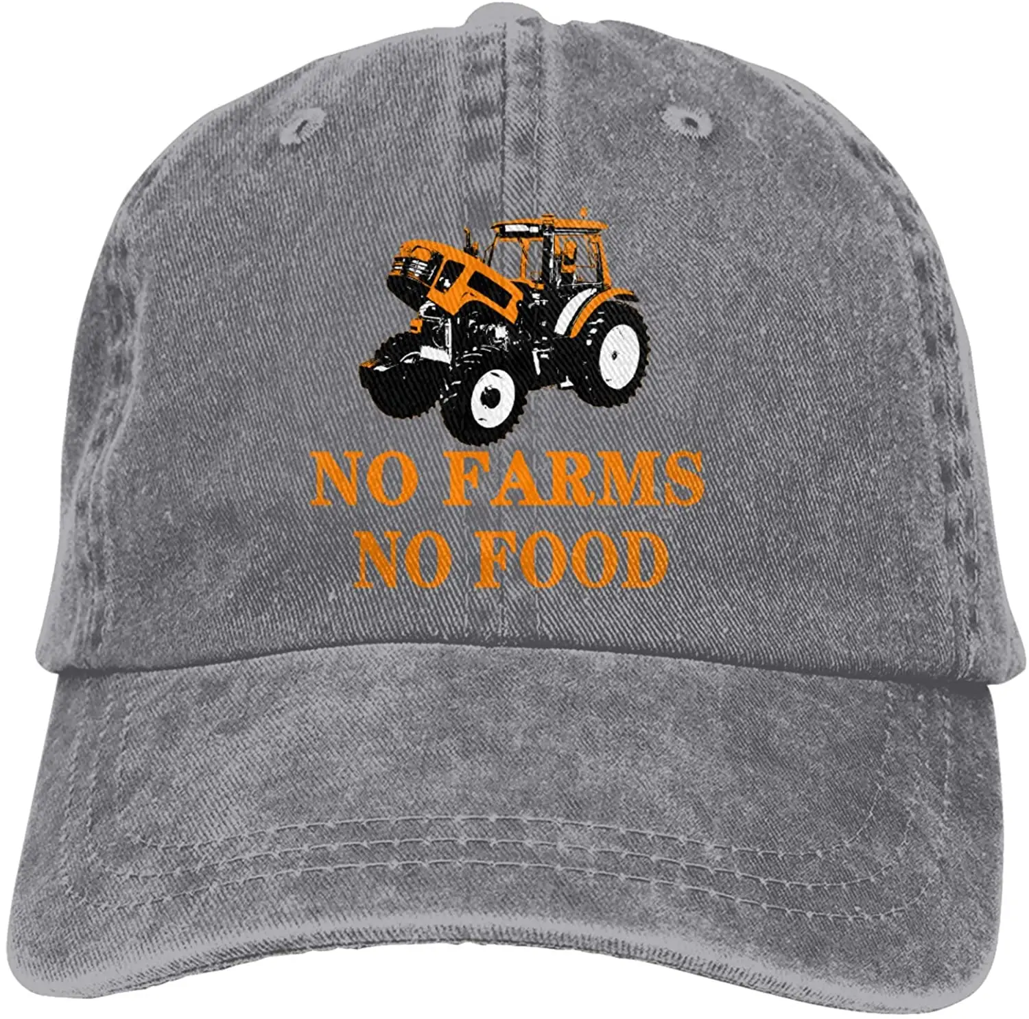 

No Farms No Food Sports Denim Cap Adjustable Unisex Plain Baseball Cowboy Snapback Hat