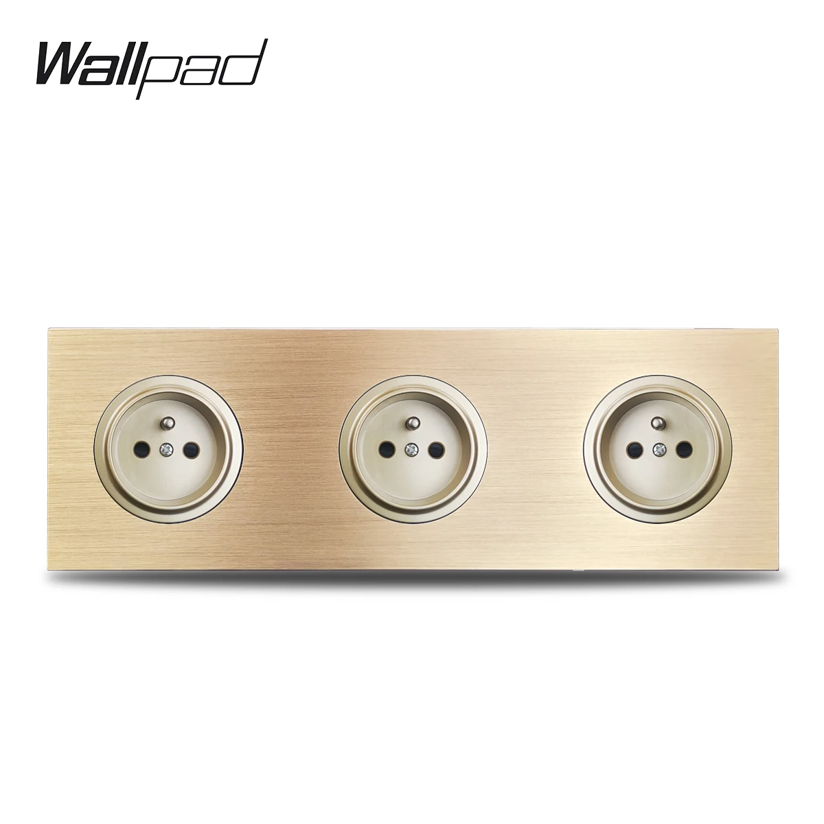 Настенная розетка Wallpad L6 золотистая тройная из матового алюминия 258*86