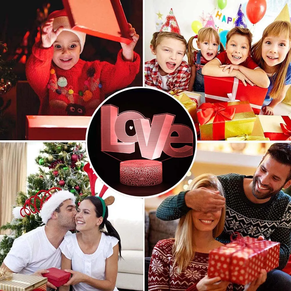 

LOVE Letter Night Light Creative 3D illusion Deak Lamp Home Bedroom Decoration Lighting For Kids Parents Lovers Gifts Stuff