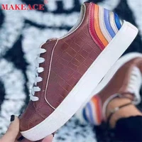 autumn matching color large size womens sports shoes fashion outdoor leisure shoes low top thick sole skateboard shoes
