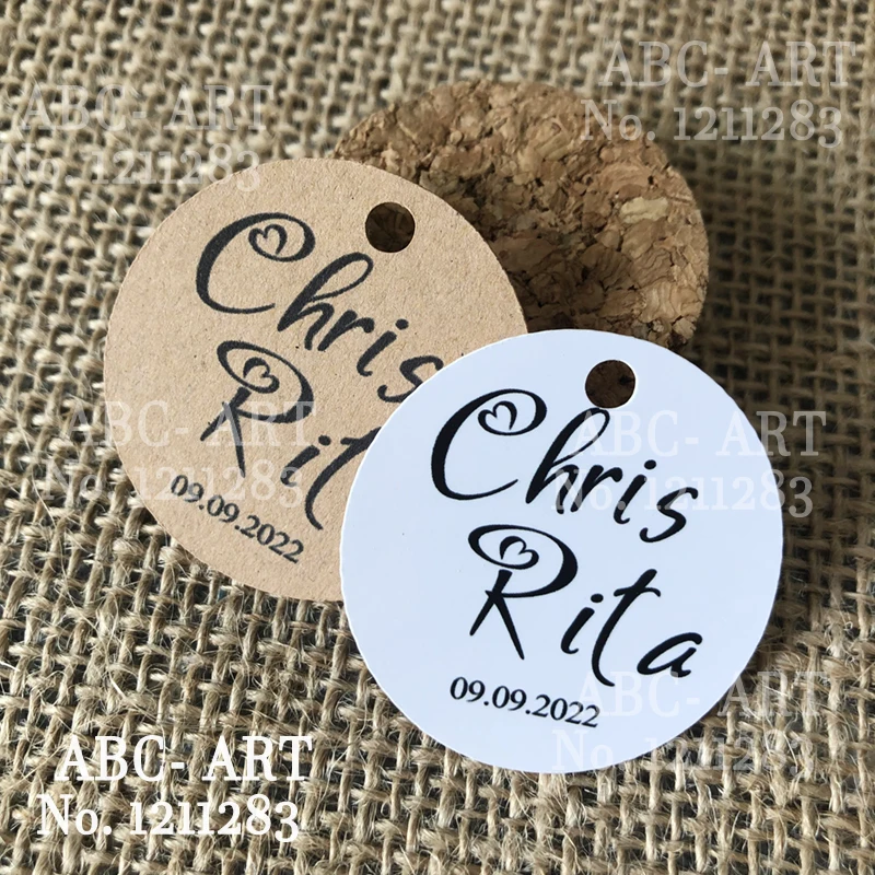 ABC-120 шт. Заказные бирки Свадебные сувениры Крафт-Бумага бирки-Yor текстовое Имя