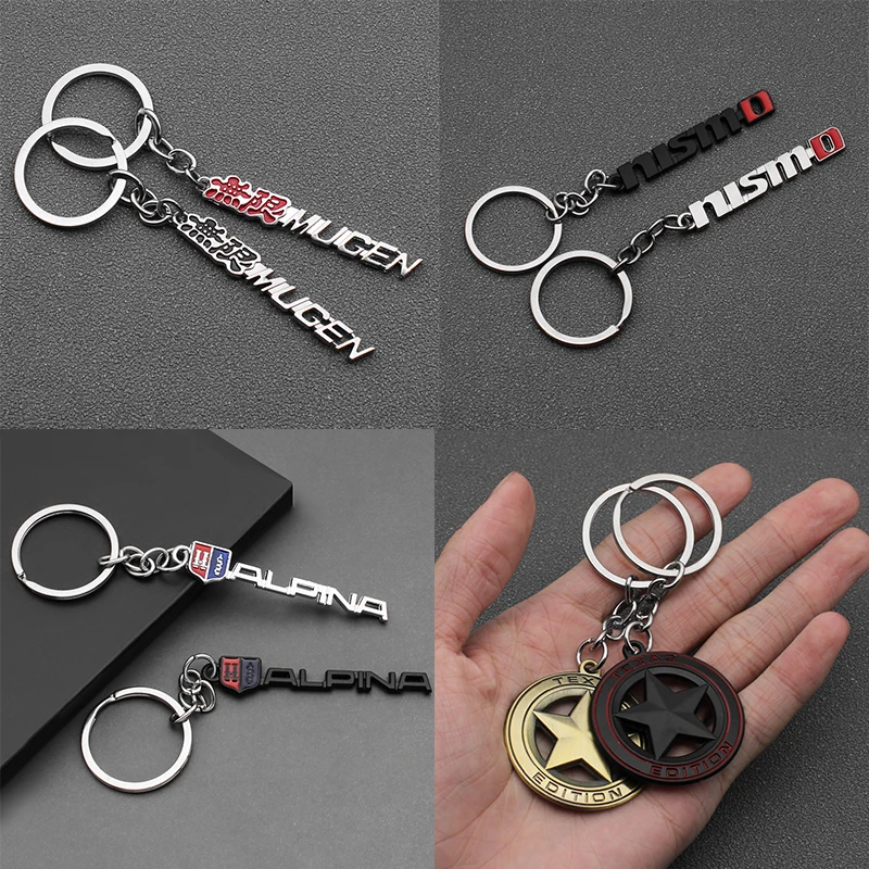 

New Metal Car Styling Keychain Key Rings For Nissan Nismo GTR Benz Amg BMW ALIPINA Honda Mugen Jeep Lexus F Toyota Accessories