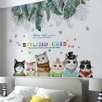 shijuekongjian plant leaves wall stickers diy cats animal wall decals for kids rooms baby bedroom nursery home decoration