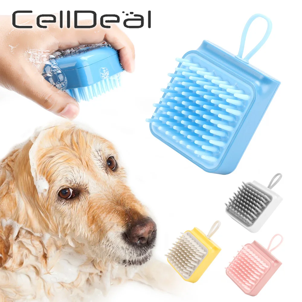 

Pet Dog Bath Massage Brush Soft Rubber Shower Hair Cleaning Grooming Comb For Dogs Scrubber Brushes Hangable Pets Accessories
