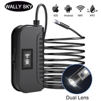 8mm dual lens wifi endoscope camera flexible ip67 waterproof industrial endoscope for android ios phone pc 6 adjustable leds 10m