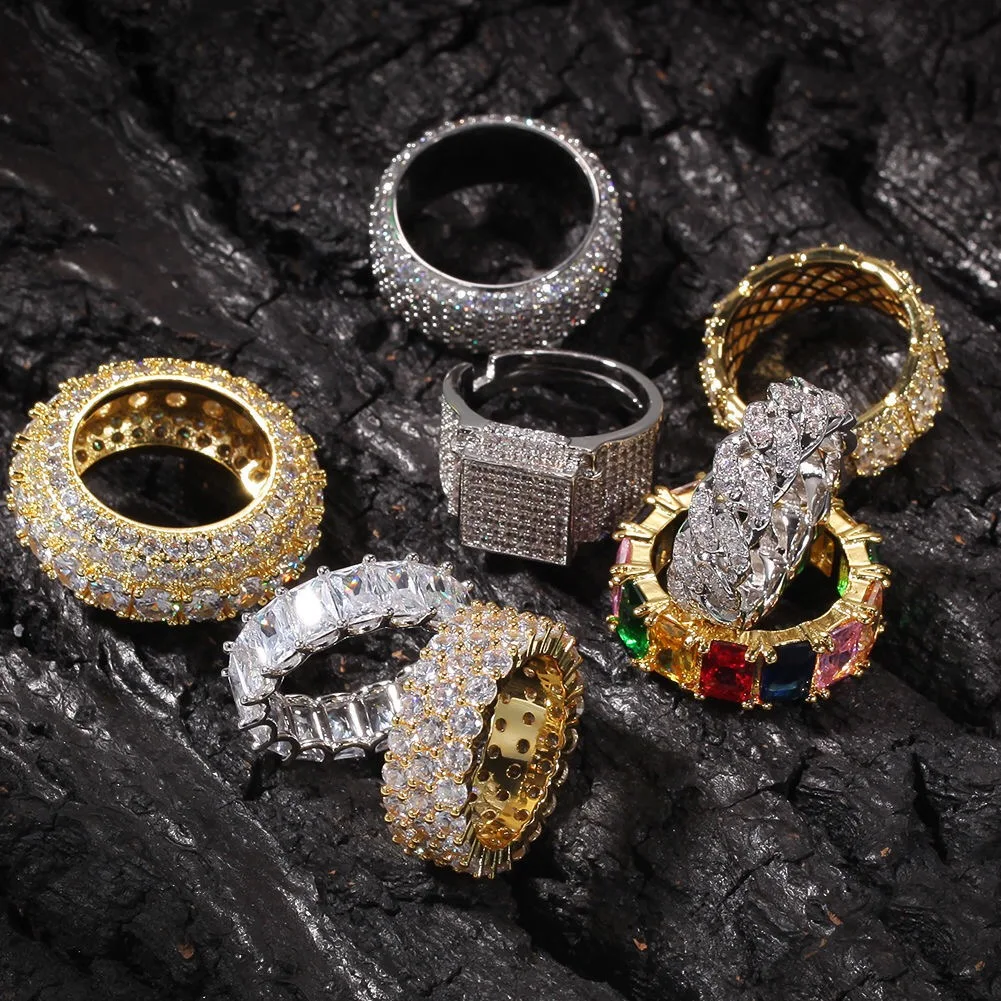 

Уличная микроинкрустированная медь и неправильный камень, пять рядов, полный неправильного камня, ветровое кольцо в европейском и американ...