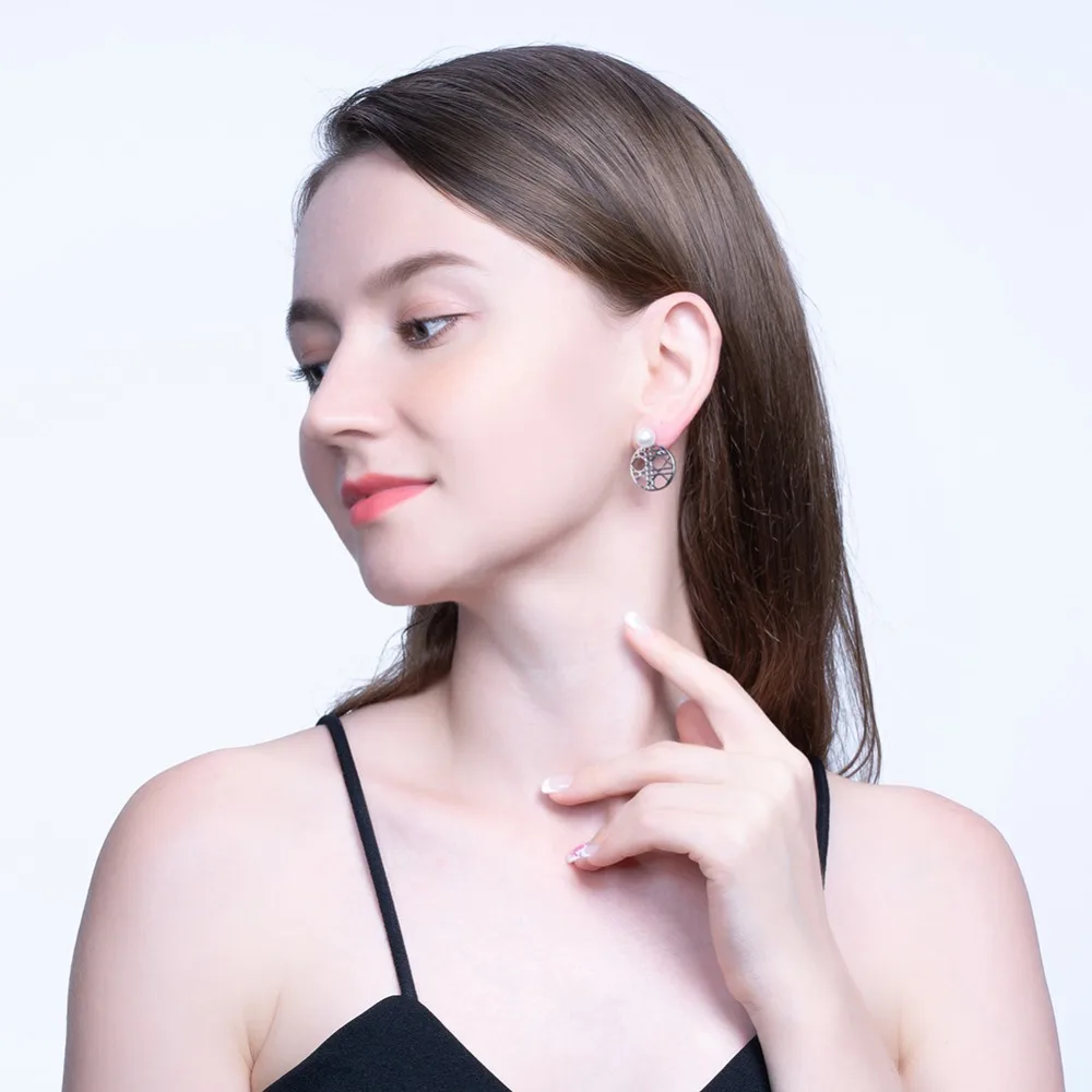 ORSA JEWELS Настоящее серебро 925 пробы Женские Имитация жемчуга круглые серьги неправильные полые модные серьги ювелирные изделия SE159