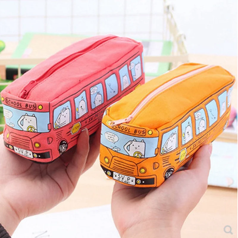 

1Pc Creative Cartoon School Bus Large Capacity Cute Pencil Box Atationery Pouch Kids Gift Office School Pencil Case Supplies