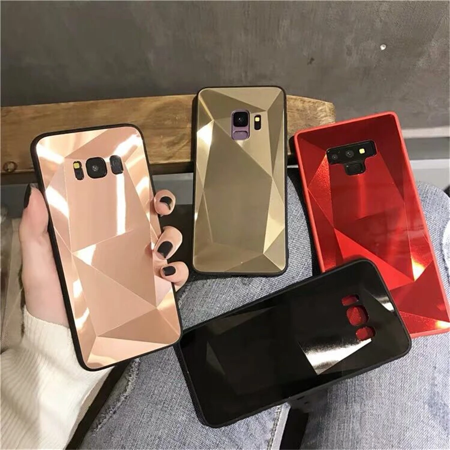 Чехол для Samsung Galaxy A50 роскошная зеркальная Глянцевая задняя крышка с алмазной