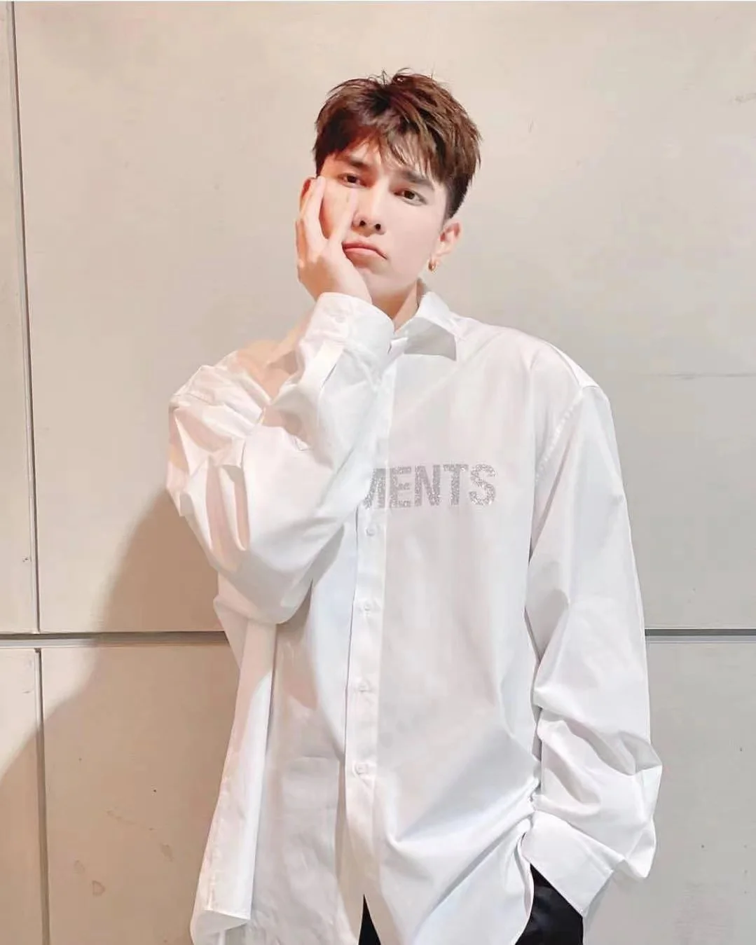 Vetements long-sleeved female couple loose street hip-hop trend shirt men's cotton letter printing