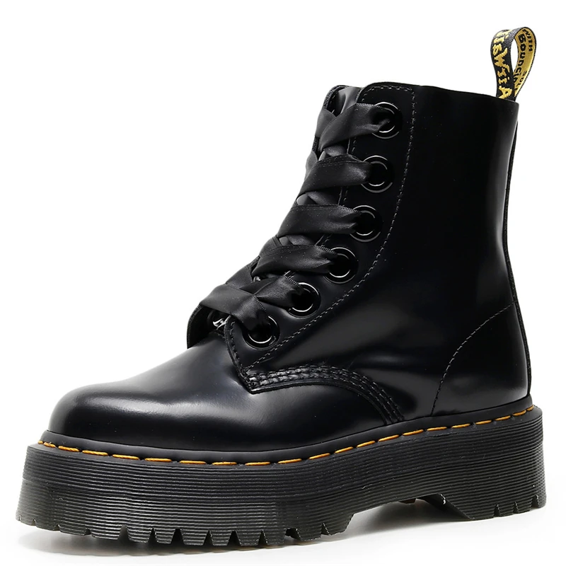 

High-Quality Leather Women's Boots British Style Women's Short Boots Lace Lace-up Motorcycle Tooling Boots Fashion Women's Boots