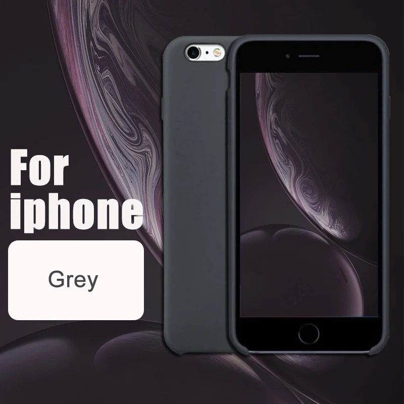 Gray Официальный силиконовый чехол для iPhone 11 Pro MAX XR X Xs MAX чехол s для apple iPhone 7 8 Plus 6 6s 5 5S SE чехол с логотипом - Цвет: Gray