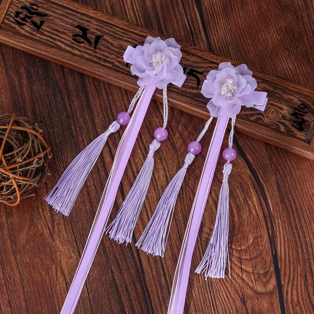 

2Pcs Cute Kids Hair Clips Retro Tassel Headdress Hairpin Fairy Hanfu Children Adult Antique Barrettes Hair Accessories Headwear