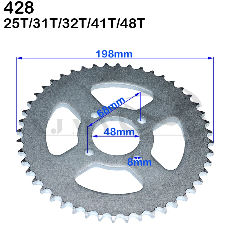 

428 цепи 48 мм 25 т/31 т/32 т/41 Т/48 т цепные звездочки для мотоциклов Задняя звездочка для кроссового велосипеда трицикла внедорожника