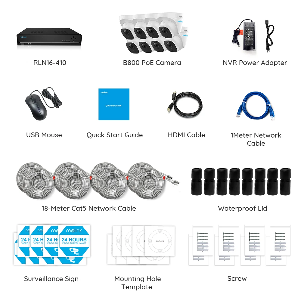Reolink RLK16-800D8 8MP 4K Ультра камера HDD система 16ch PoE NVR и 8 ip-камеры с питанием по Комплект