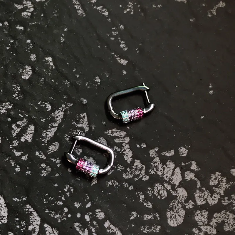 

s925 sterling silver summer new black colorful earrings female personality classic square earrings banquet appearance party gift