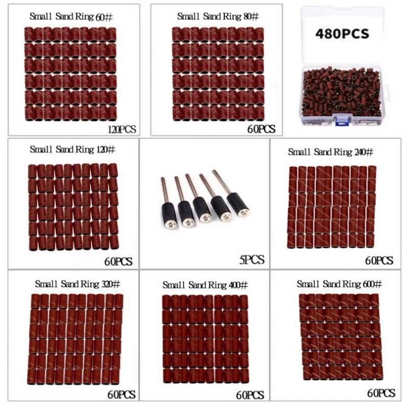 480pcs Options Nail Dedicated Sanding Ring Bands Grinding Head Polisher Essential Supplies Sand Circle For Drill File Machi | Красота и