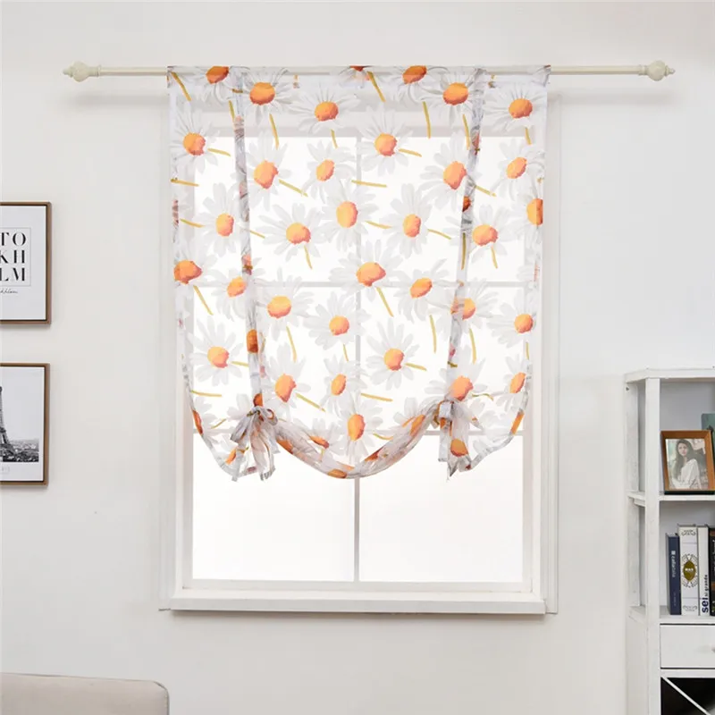 Imixlot Study Room Curtains Sunflower Short Curtain Beautiful Tulle Embroidery Modern Window Decor | Blinds Shades &amp Shutters