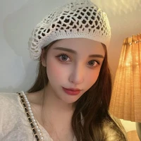 ins hat handmade woven beret women girl white black decorative clothing accessories autumn summer outdoor model casual berets