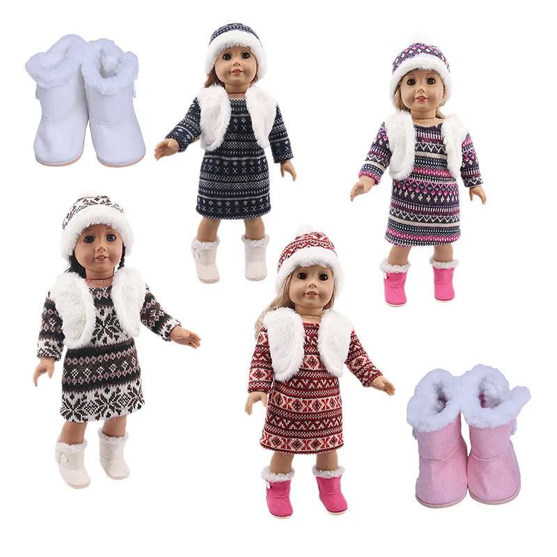 Кукольная одежда 3 шт./компл. жилет + шапка вязаный свитер для 18 дюймовых