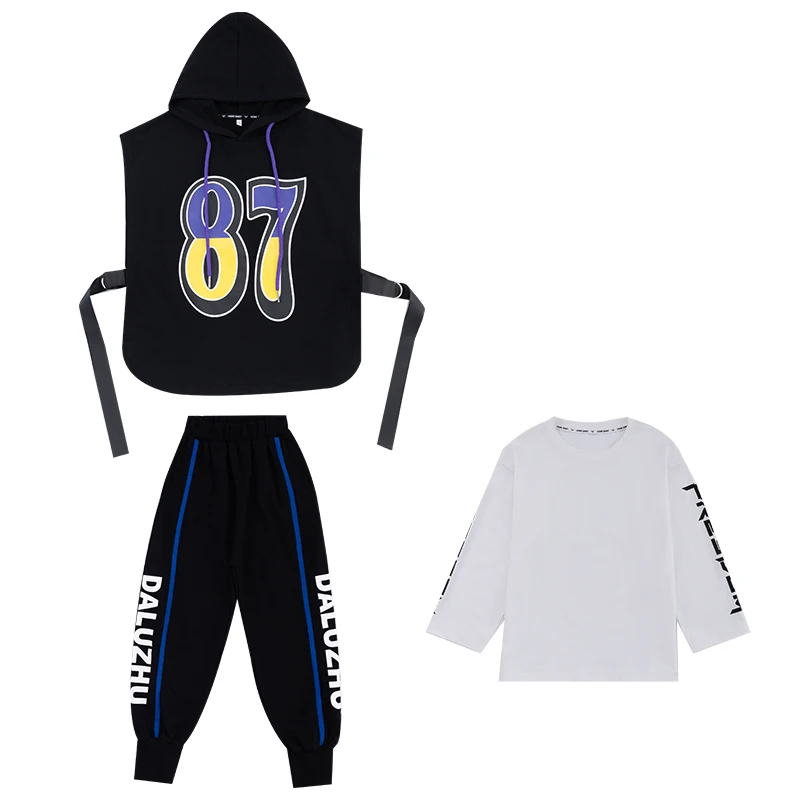 

Girls' Hip-Hop Tide Costumes Boys Street Dance Long Sleeve Practice Clothing Kids Jazz Dance Clothing Catwalk Show Suit