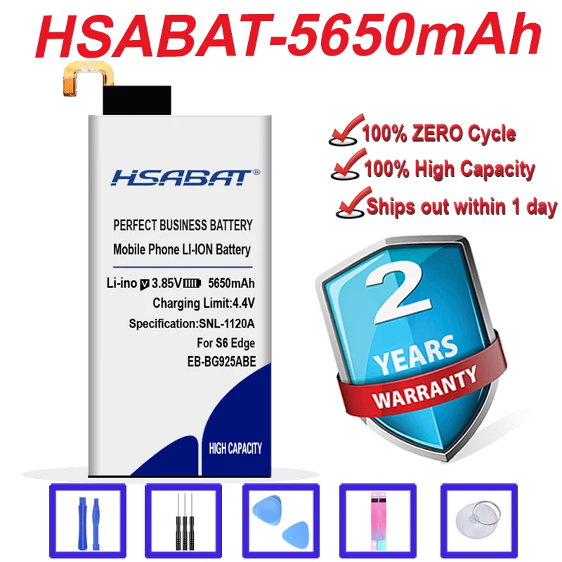 Аккумулятор HSABAT 5650 мАч для Samsung GALAXY S6 Edge S6Edge G925A G925V G9250 G925F G925FQ G925S|battery for alcatel|battery