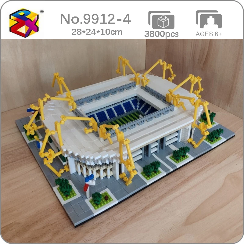 

City Architecture Football Signal Iduna Park Stadium Soccer Field Mini Diamond Blocks Bricks Building Toy for Children Kid Gifts