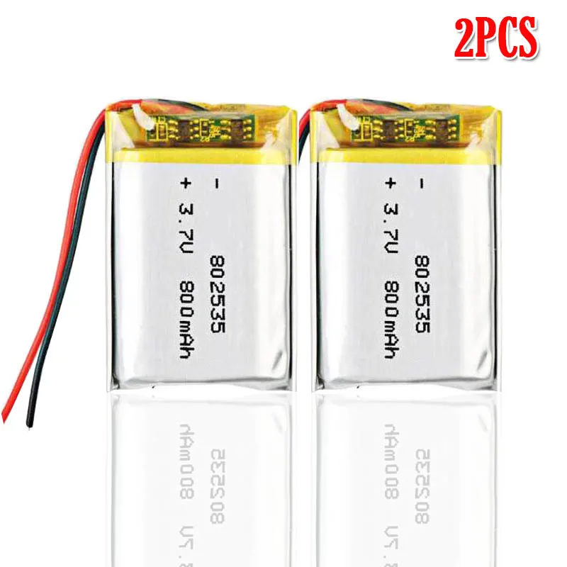 2pcs 800mAh 3,7 V 802535 литий-полимерный аккумулятор для bluetooth динамика MP5 gps DVD PDA светодиодный светильник Li-Ion Cell - Цвет: 2pcs