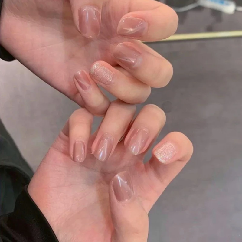 24 шт. накладные ногти цвет кошачьих глаз Накладные средней SquareBean паста готовой