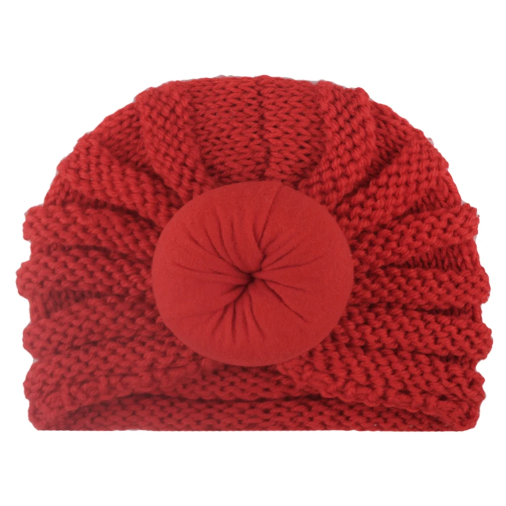Зимняя шапка для детей вязаная с пончиком маленьких девочек и мальчиков