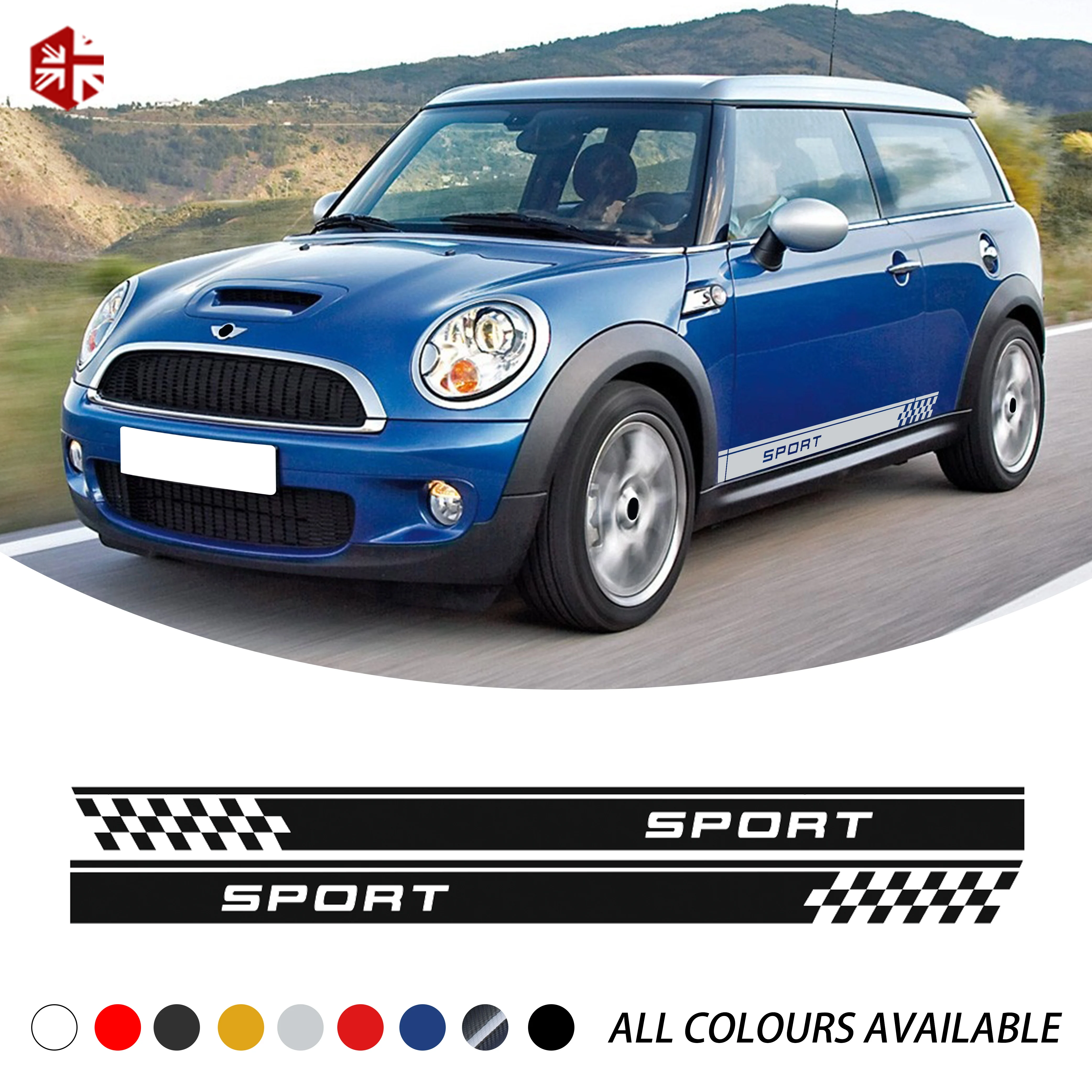 2 шт. гоночный спортивный клетчатый Стайлинг Автомобильная дверь боковые полосы