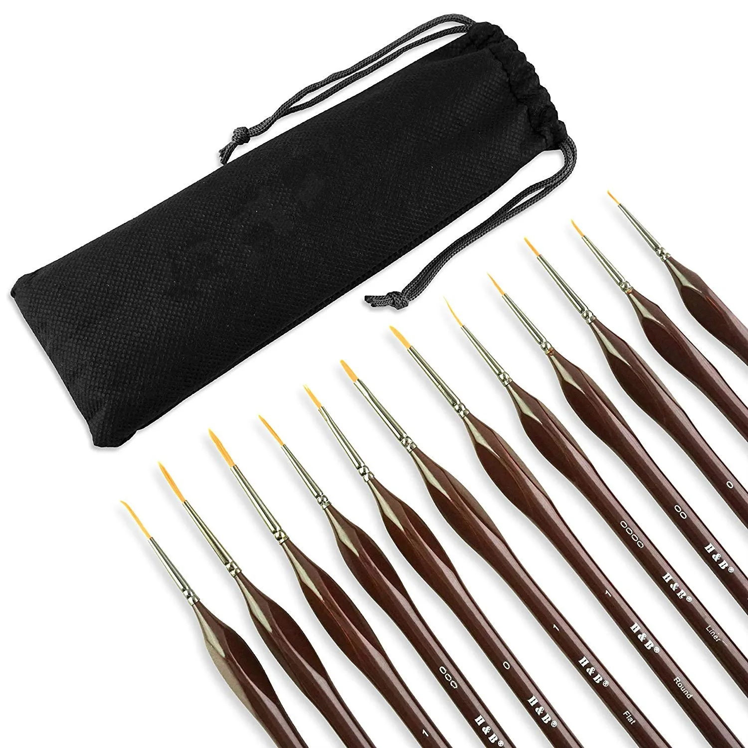 Набор из 12 тонких кистей для краски Акриловая Акварельная эмаль масло Цитадель