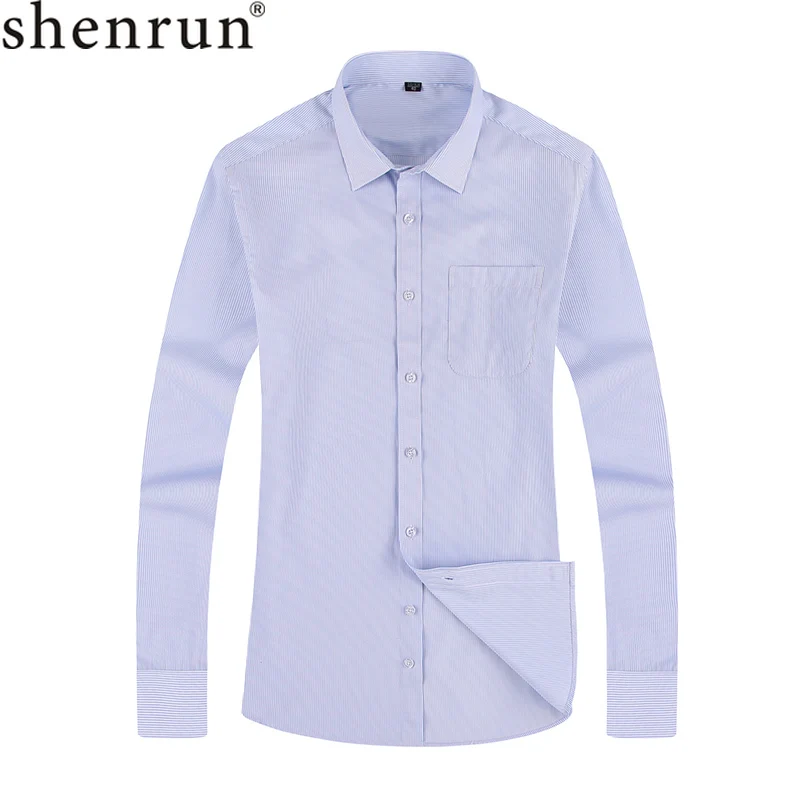 Shenrun Men Shirts Business Office Work Formal Casual Long Sleeve Shirt Slim Party Prom Banquet Daily Life Easy Care Plain Twill