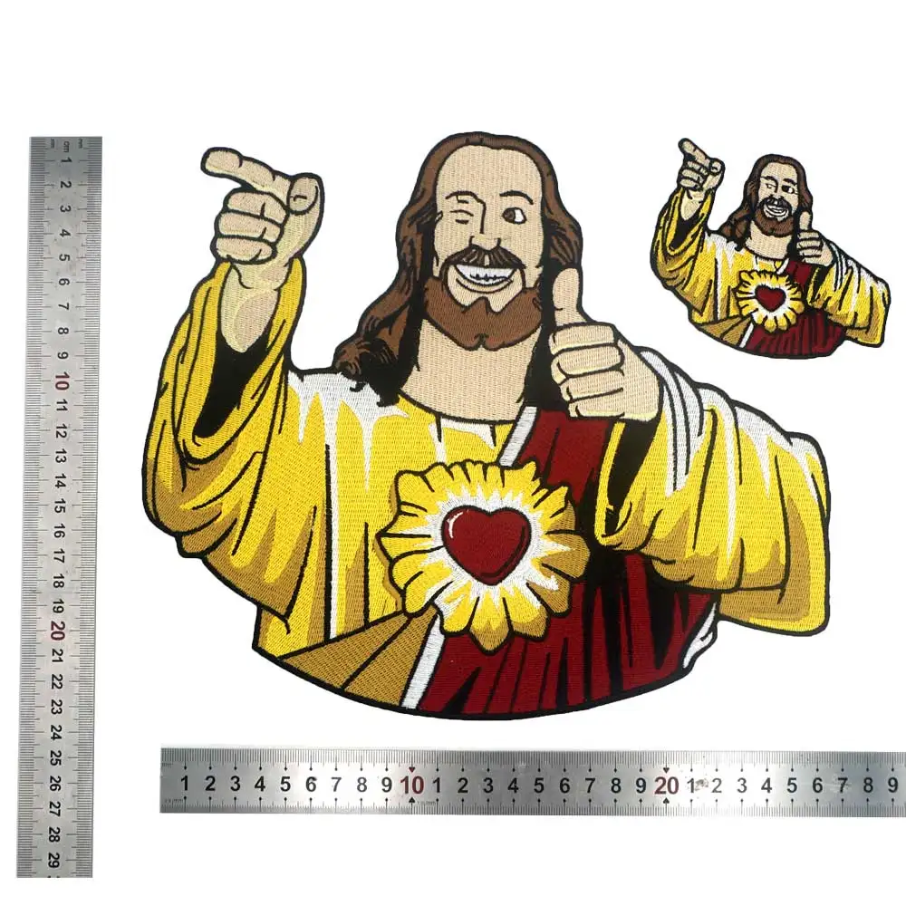 CUTE FUNNY LARGE Jesus Christ Embroidered Patch Iron ON BACKING For Clothing VEST