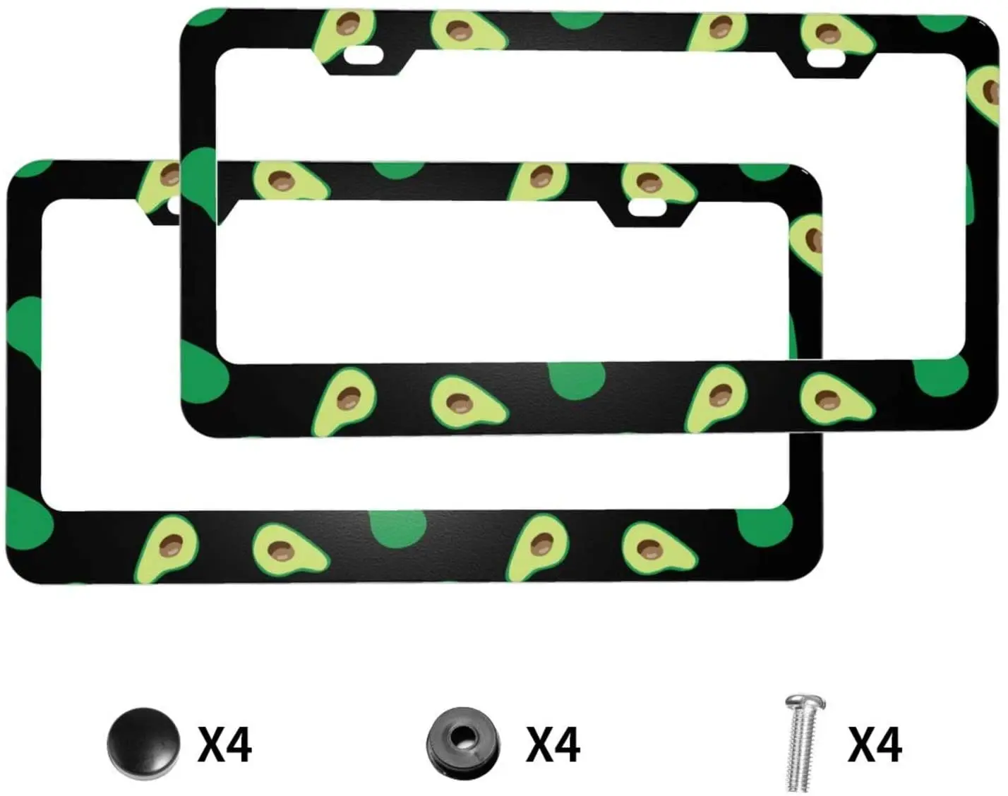 

Avocados License Plate Frame, Aluminum Metal with Screw Caps 2 Holes Car Tag Cover Holder Frames or US Standard Vehicles