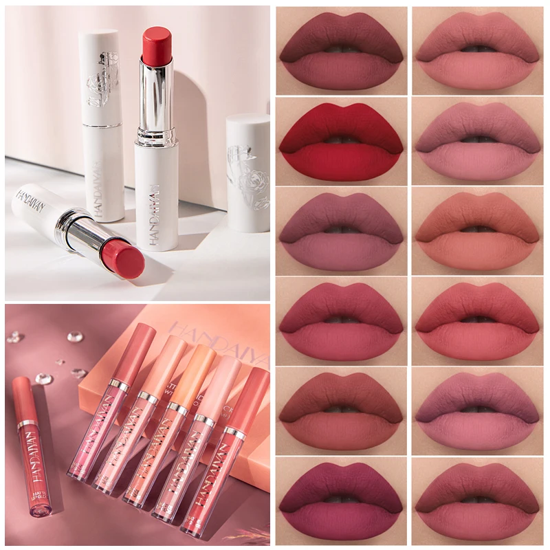 

2PCS Multi Colors Lipsticks Matte Lip Gloss Waterproof Easy to Wear Red Lip Tint Velvet Matte Lipsticks Moisturizer Cosmetics