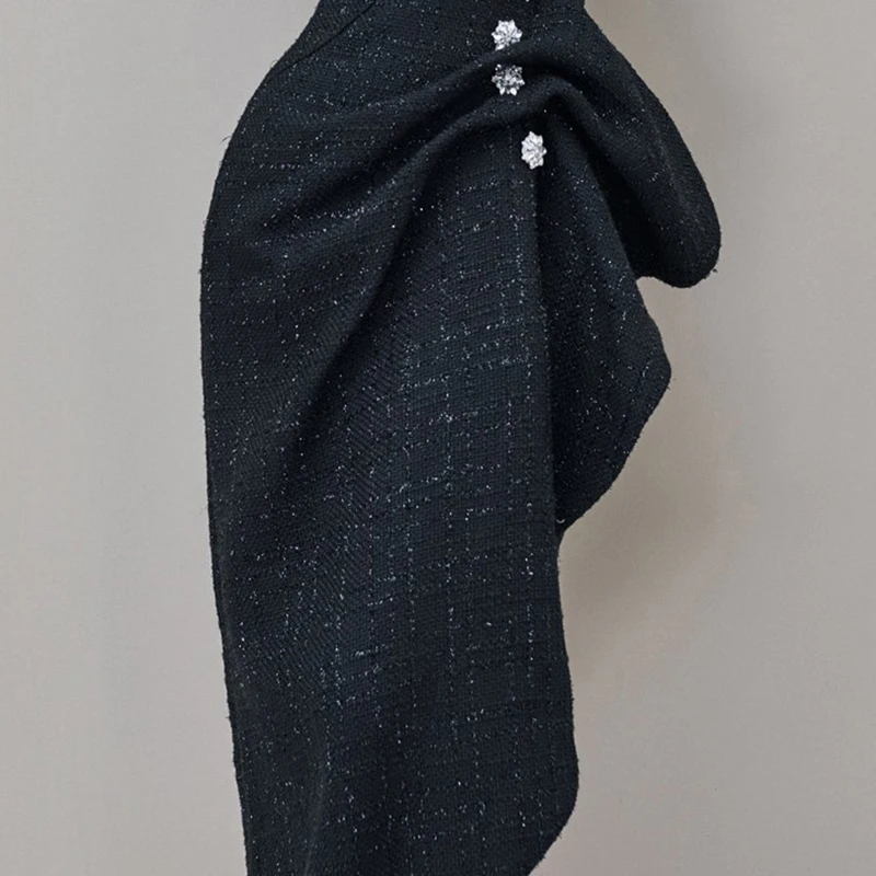 

TWOTWINSTYLE Black Asymmetrical Shirring Cami Long Dress Females Square Collar Sleeveless High Waist Midi Dresses For Women 2021