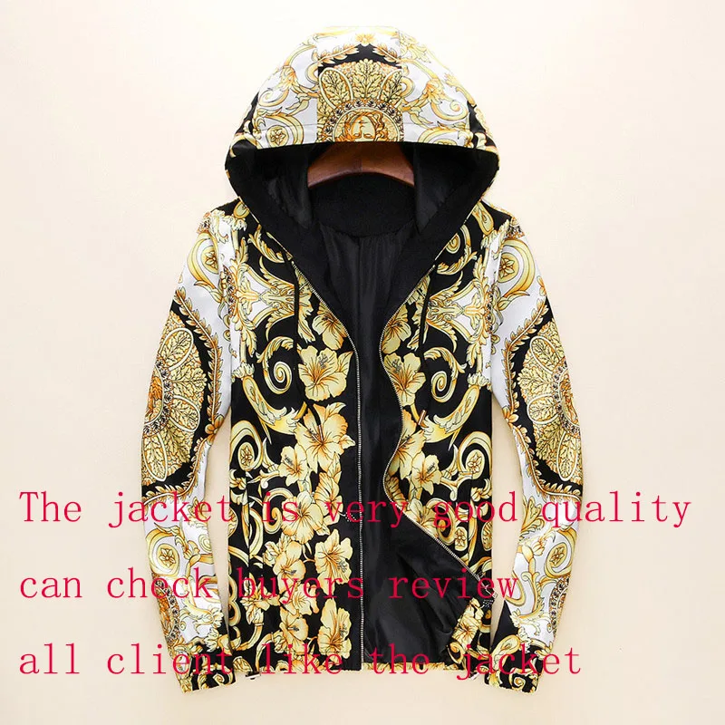 

Spring and autumn new fashion Hooded Coat digital print jacket men's decor M