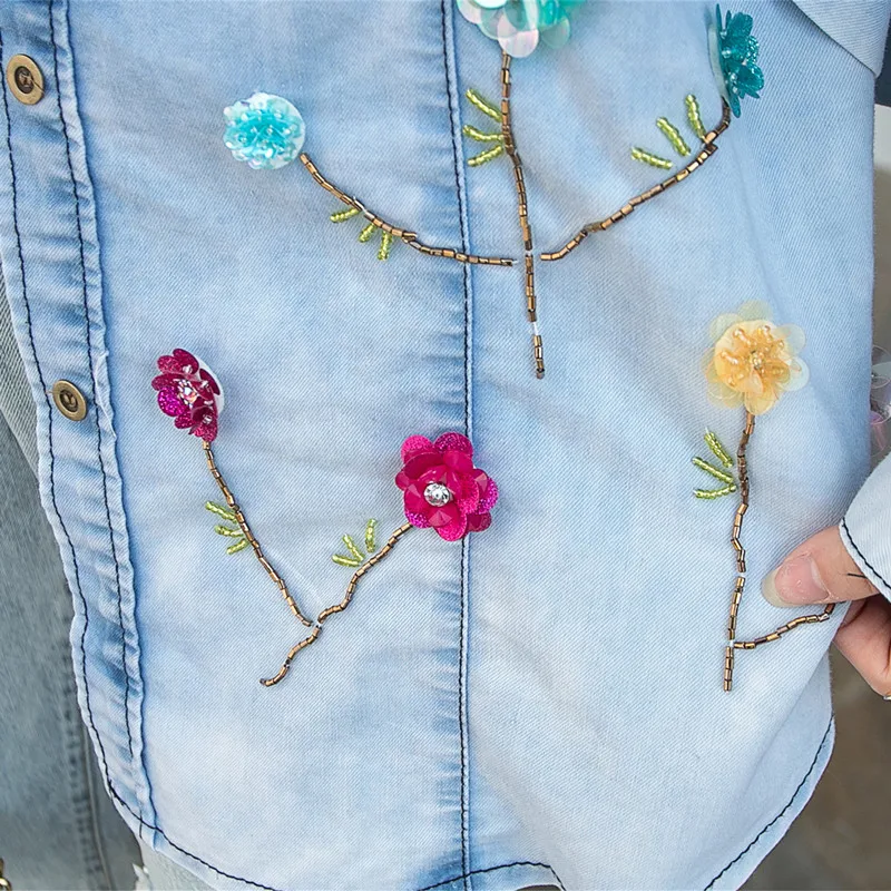 

MUMUZI New Spring Ruffles Women Tops Casual 3D Flower Embroidery Shirts Female Long Sleeve Cotton Blouse Blusas Retro Style