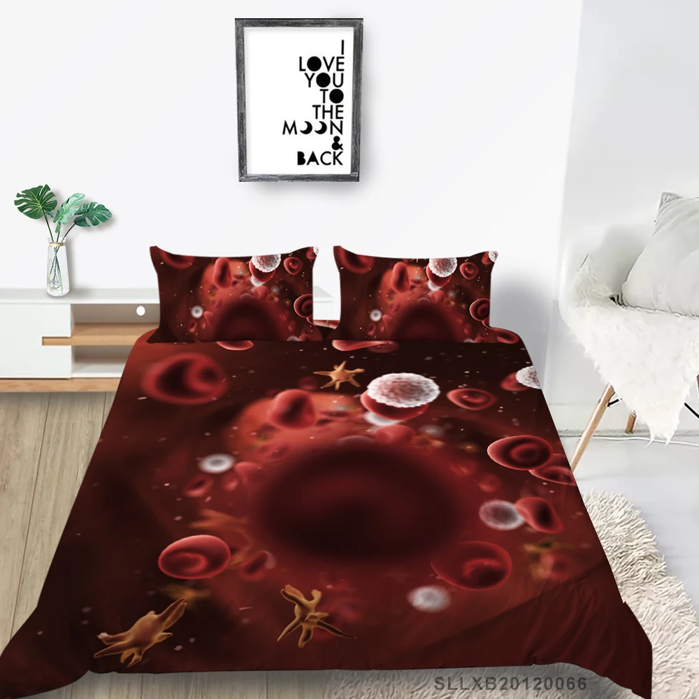 

Hot Sale Bedding Set Blood Cells Creative Biological Duvet Cover 3D King Twin Full Single Double Queen Bed Set Red
